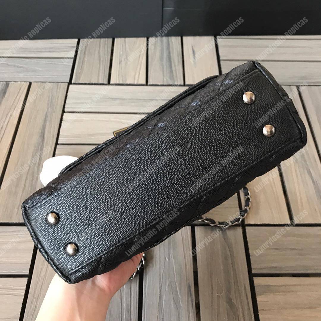 Ch*el small flap bag with top handle black