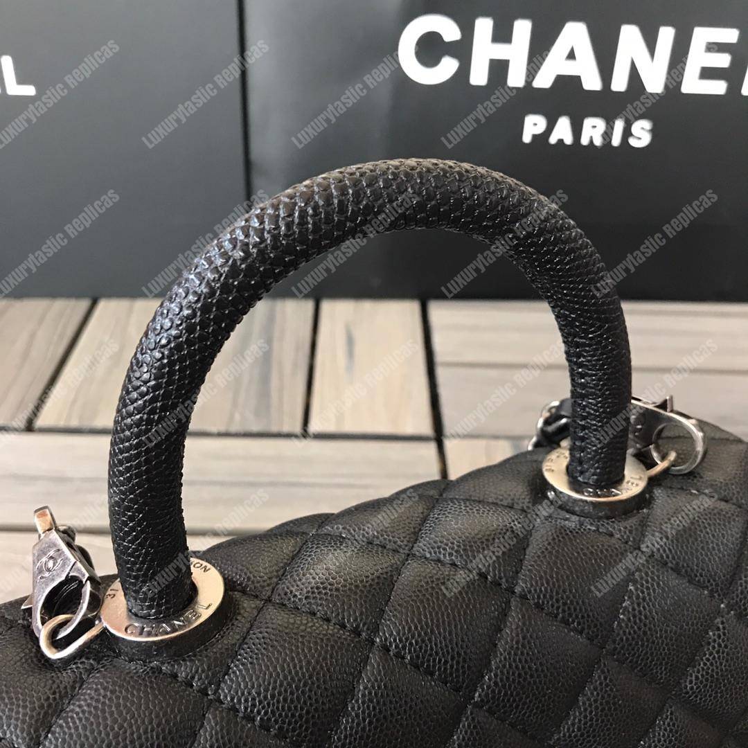 Ch*el small flap bag with top handle black