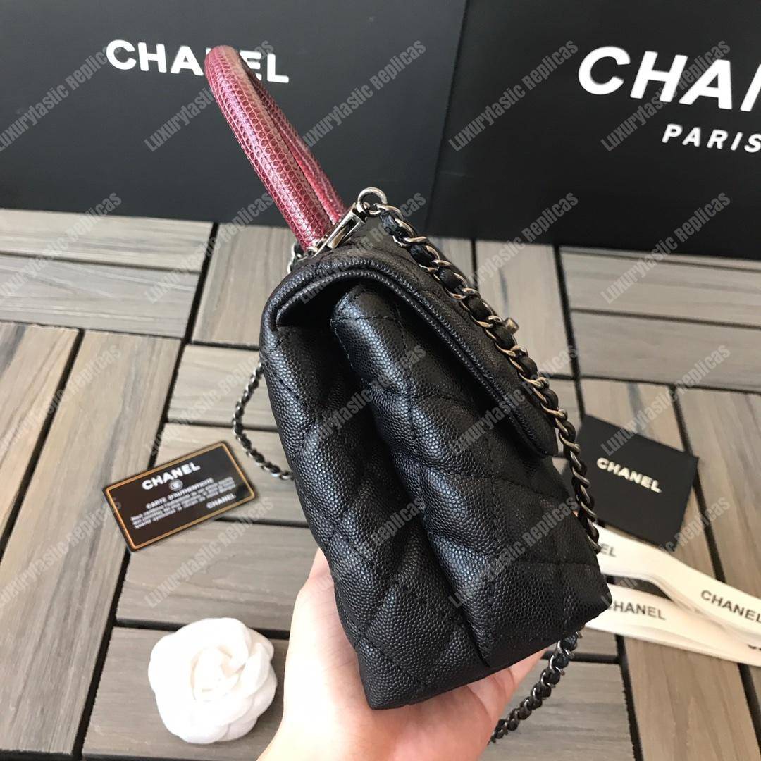 Ch*el small flap bag with top handle black
