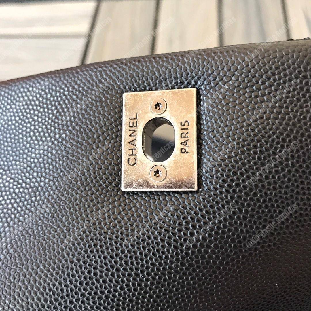 Ch*el small flap bag with top handle black