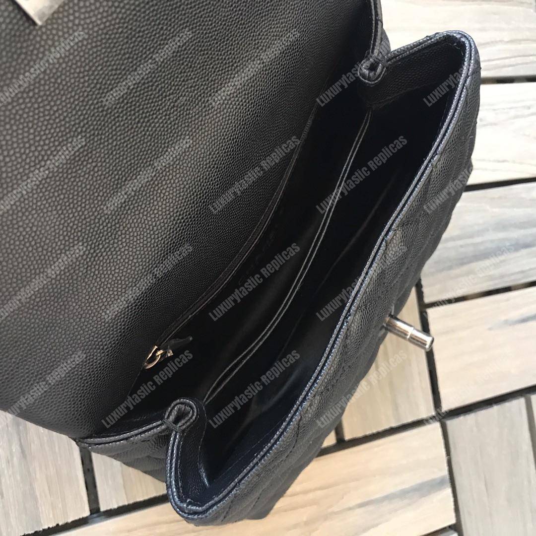 Ch*el small flap bag with top handle black