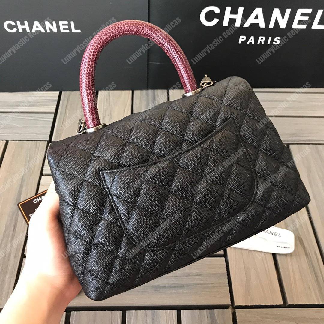 Ch*el small flap bag with top handle black