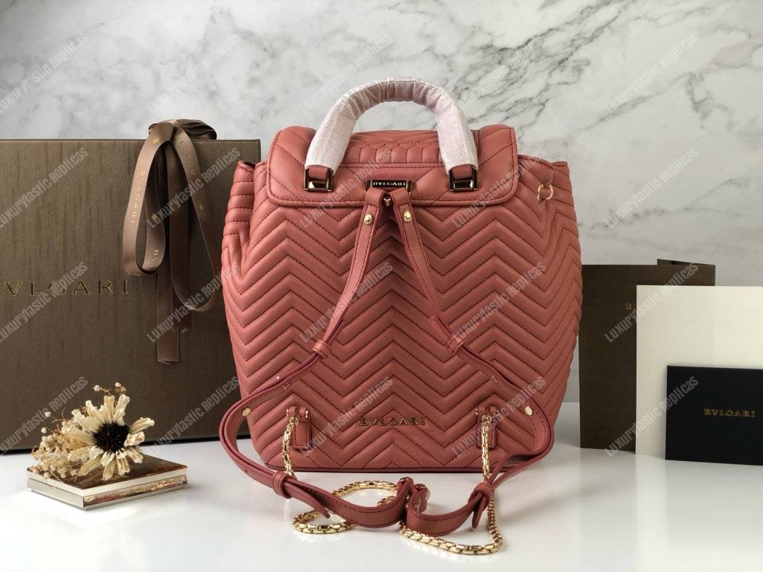 BVL Serpenti Forever Quilted Nappa Leather Backpack Zephyr Quartz