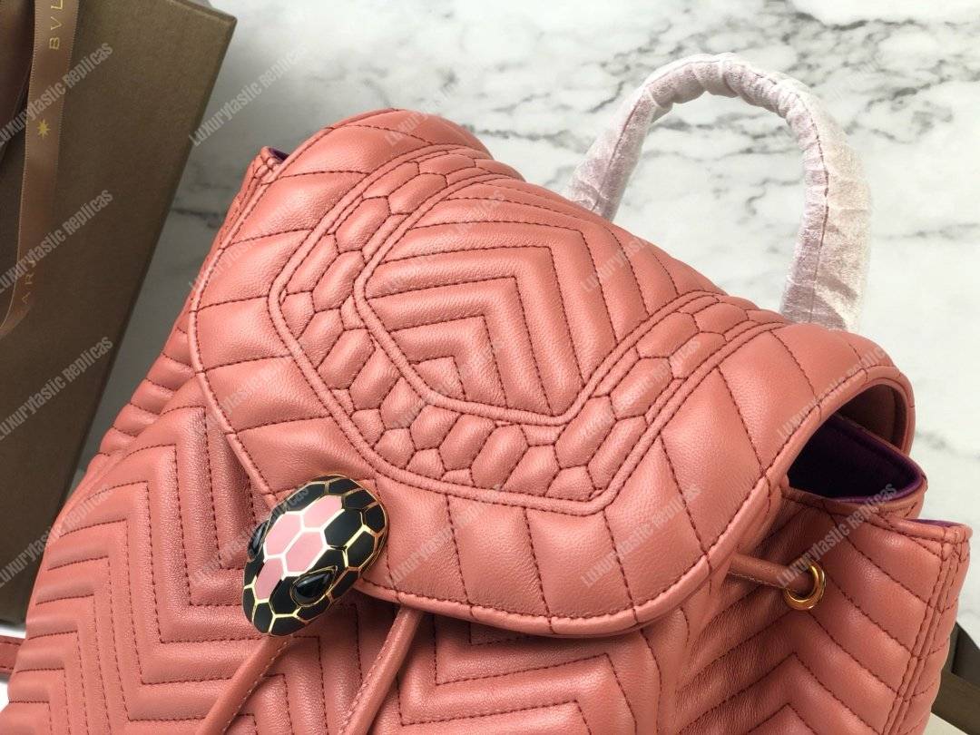 BVL Serpenti Forever Quilted Nappa Leather Backpack Zephyr Quartz