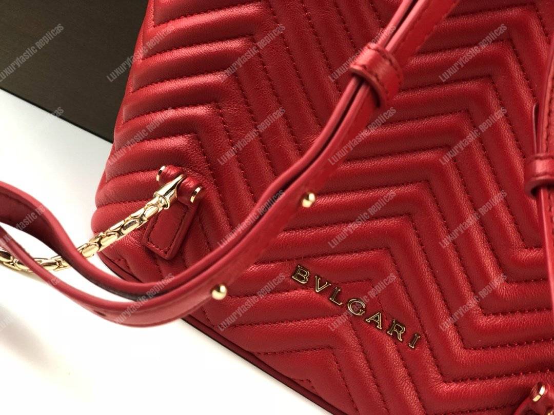 BVL Serpenti Forever Quilted Nappa Leather Backpack Flame Coral