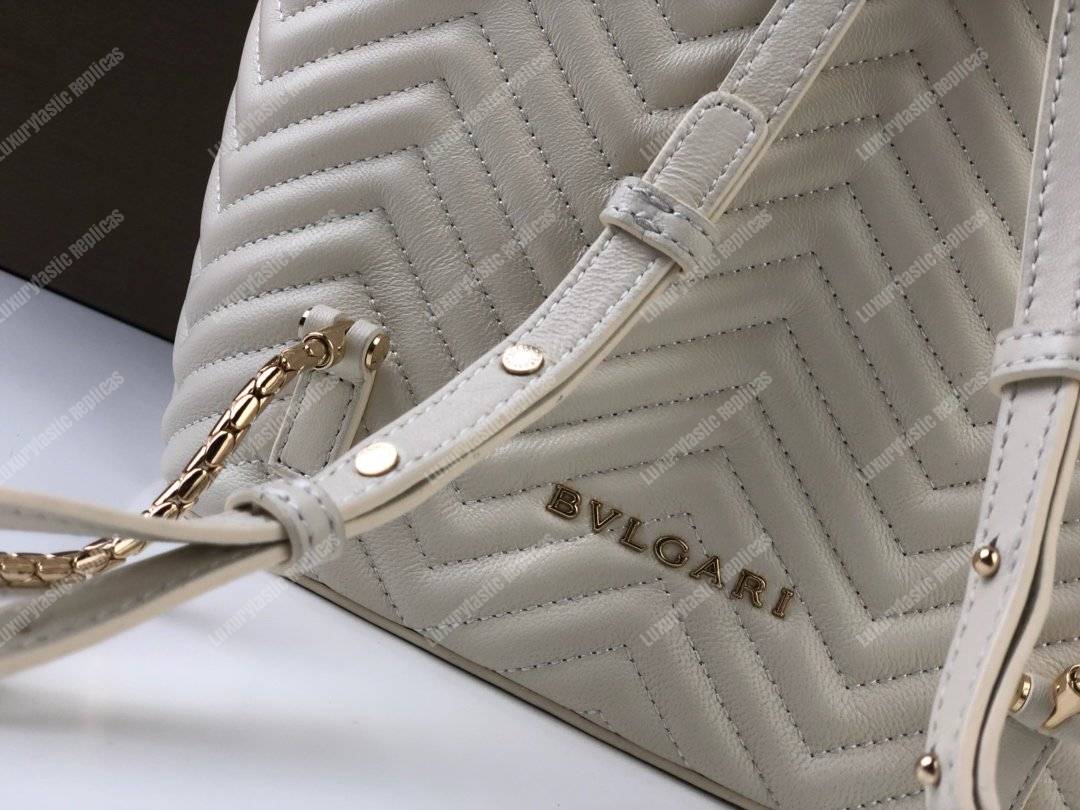 BVL Serpenti Forever Quilted Nappa Leather Backpack White Agate