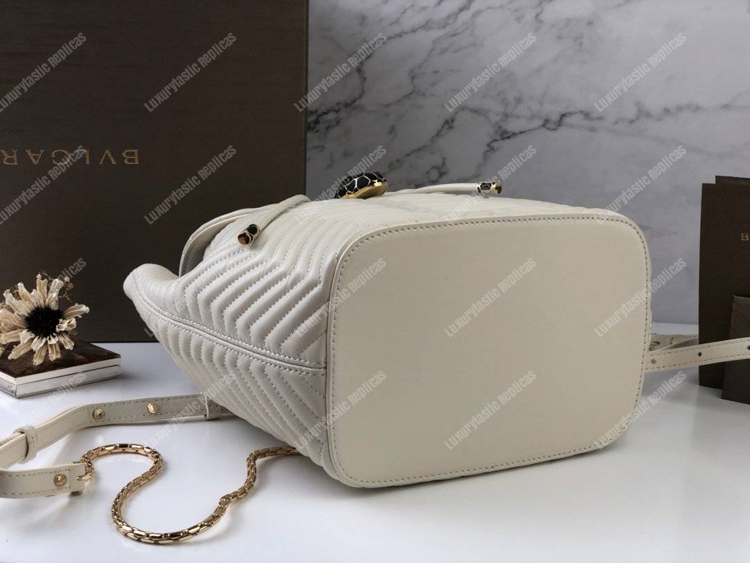 BVL Serpenti Forever Quilted Nappa Leather Backpack White Agate
