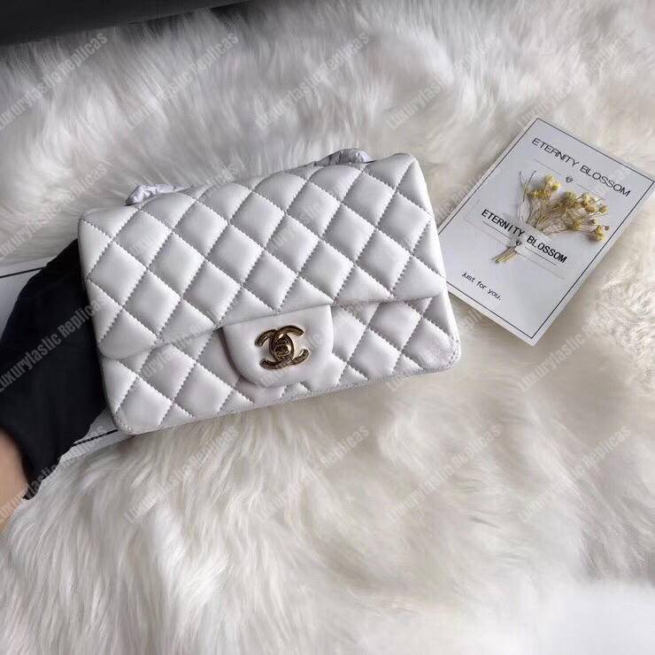 Ch*el mini flap bag white