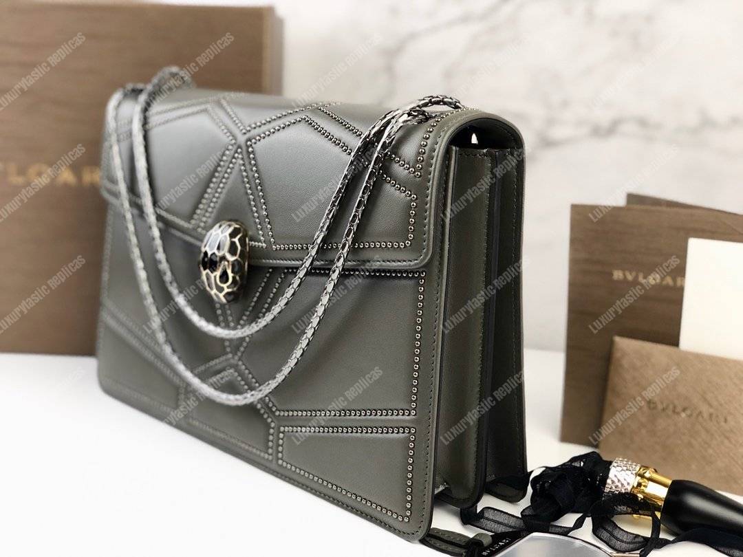 BVL Serpenti Forever Flap Cover Quilted Stardust Small Bag Linen Agate