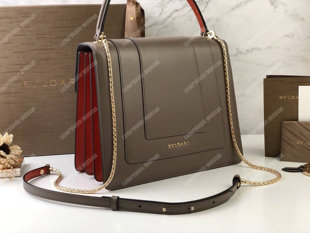 BVL Serpenti Forever Flap Cover Medium Tophandle Bag Moonrock