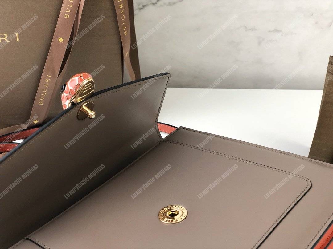 BVL Serpenti Forever Flap Cover Medium Tophandle Bag Moonrock