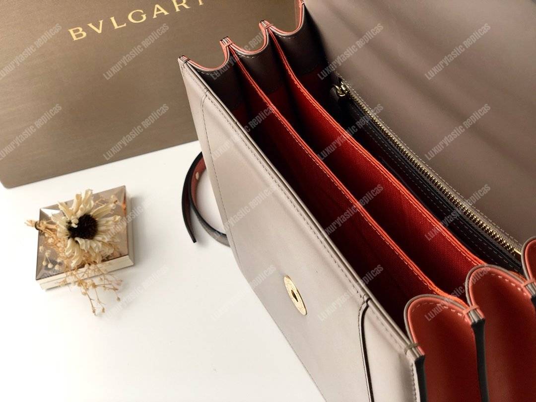 BVL Serpenti Forever Flap Cover Medium Tophandle Bag Moonrock