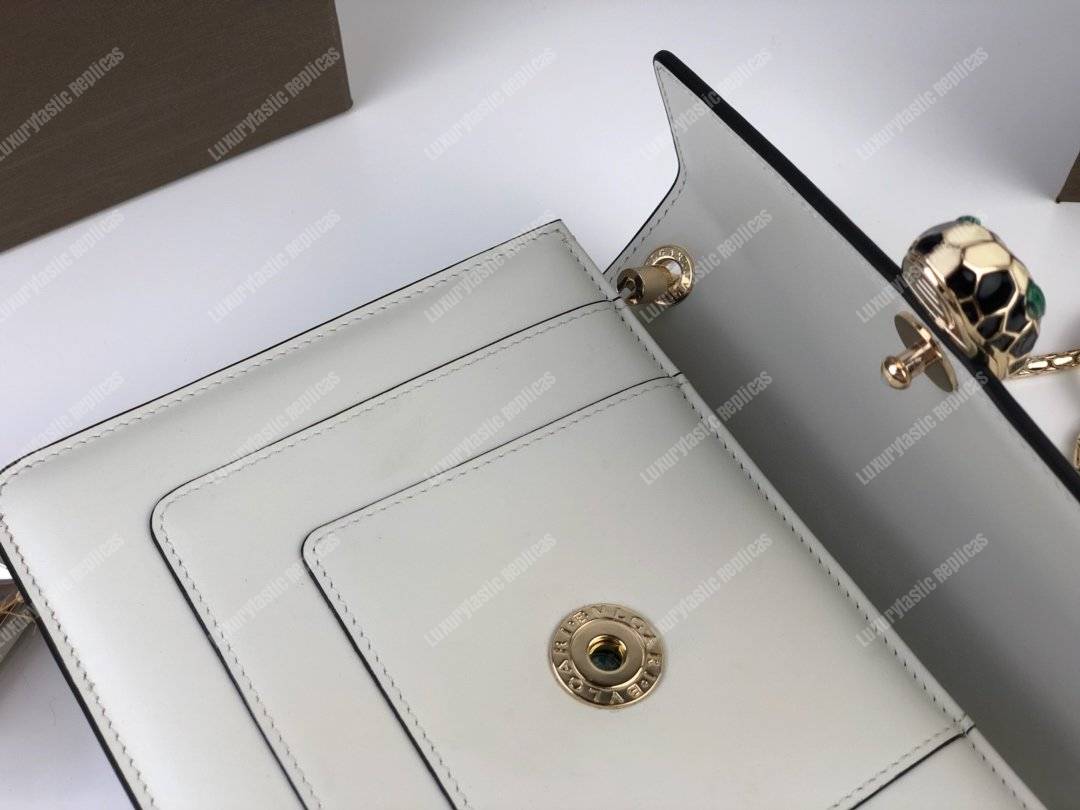BVL Serpenti Forever Flap Cover Bag White Agate