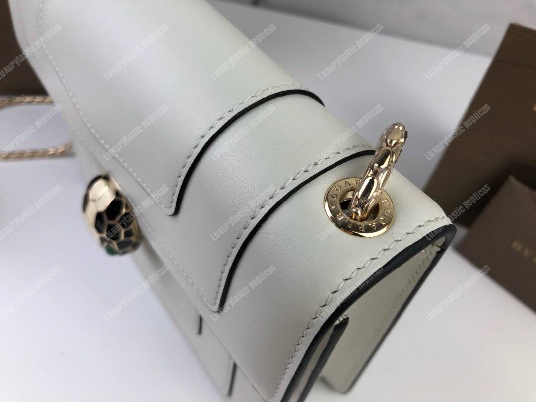 BVL Serpenti Forever Flap Cover Bag White Agate