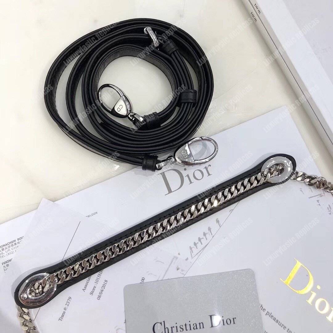 mini lady D*or lambskin bag with silver-toned metal