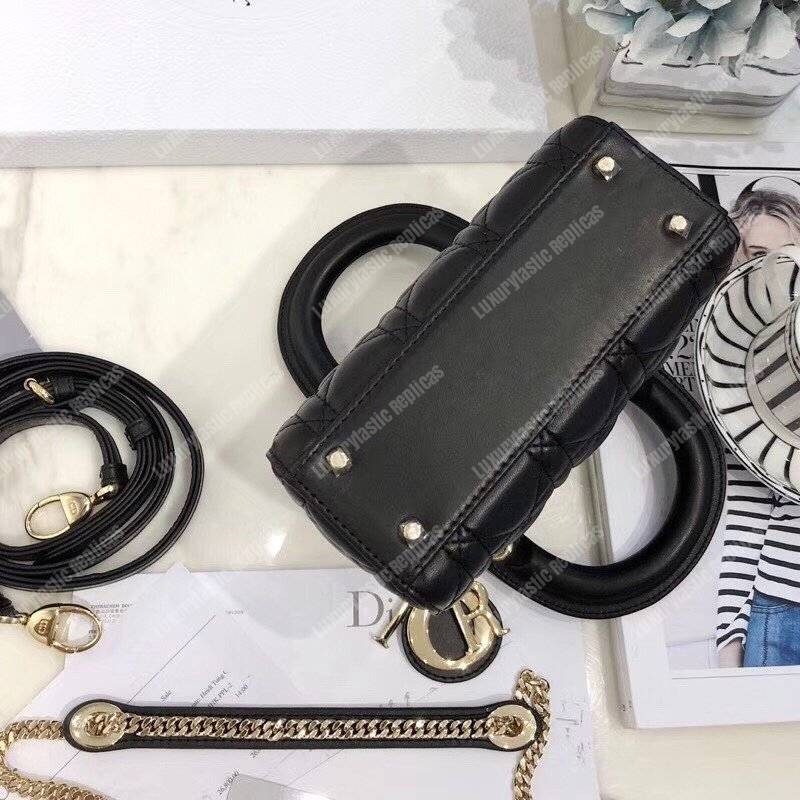 mini lady D*or lambskin bag with gold-toned metal