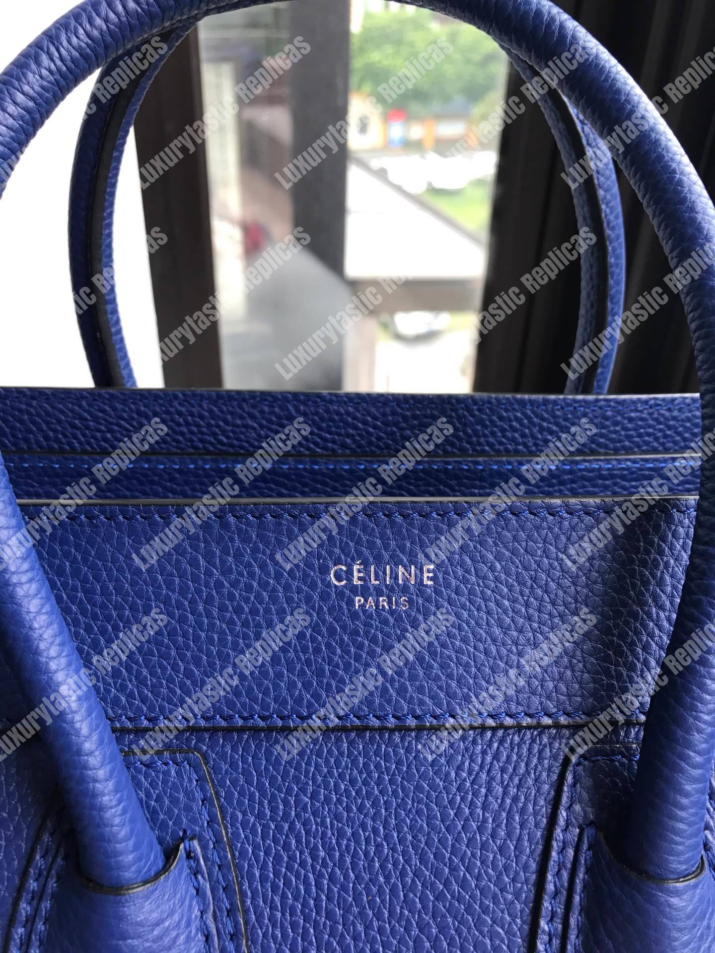 Ce**e micro luggage handbag in drummed calfskin petrol