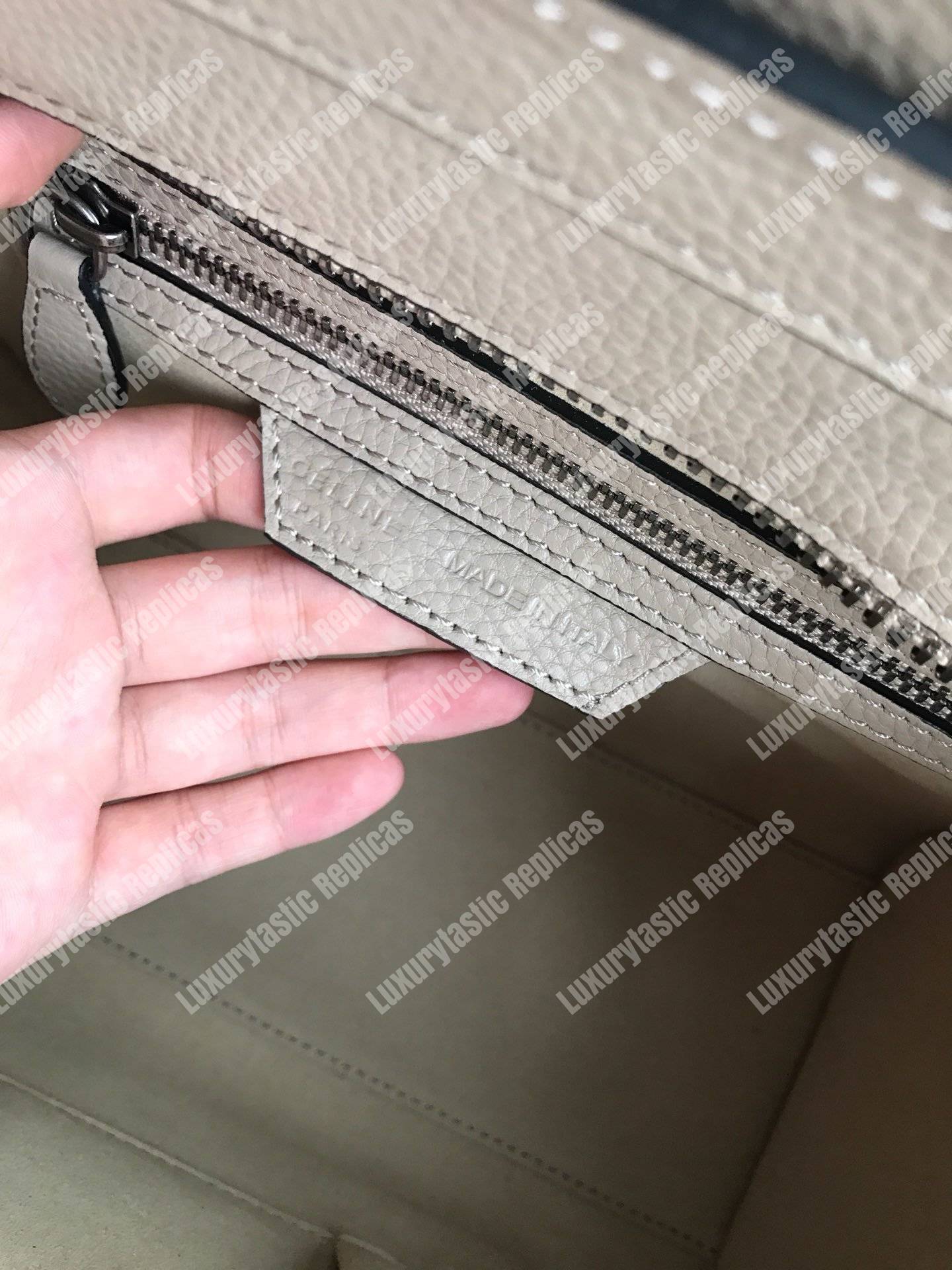 Ce**e micro luggage handbag in drummed calfskin dune