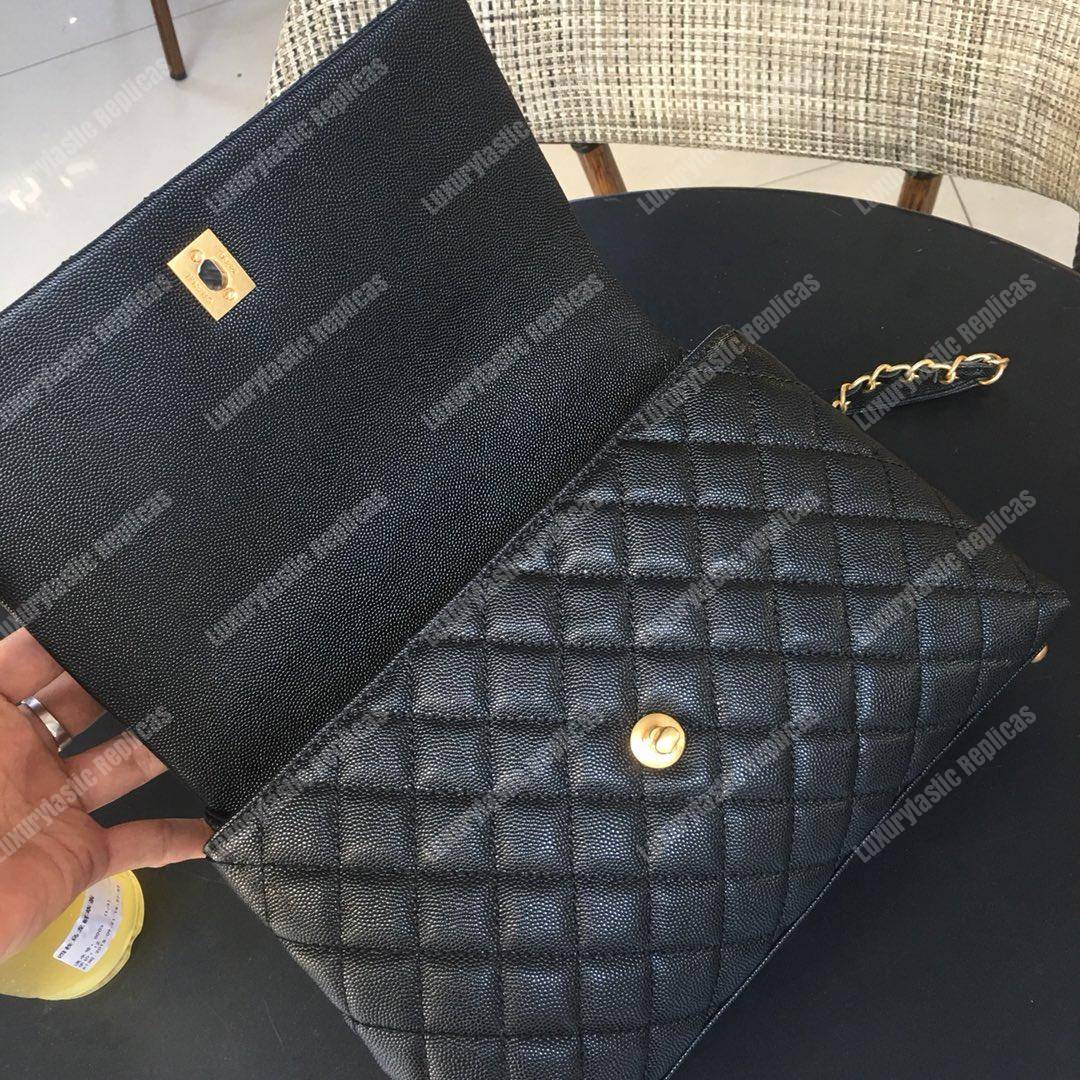 Ch*el flap bag with top handle black