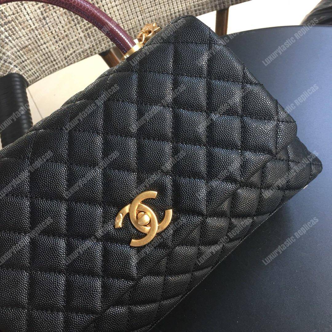 Ch*el flap bag with top handle black