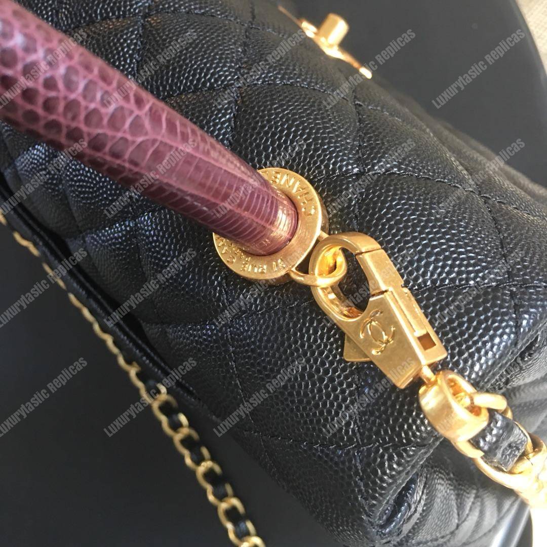 Ch*el flap bag with top handle black