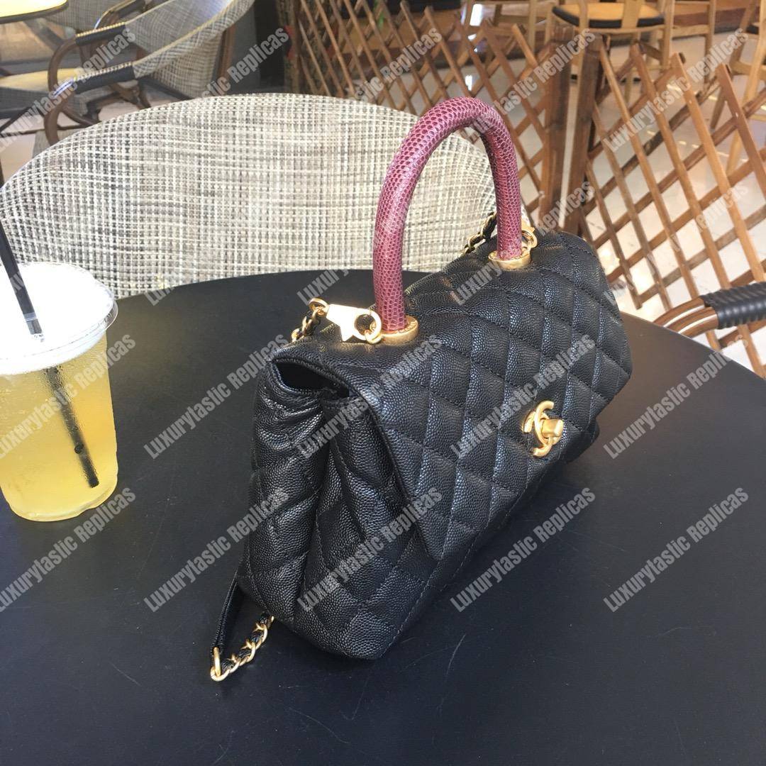 Ch*el small flap bag with top handle black