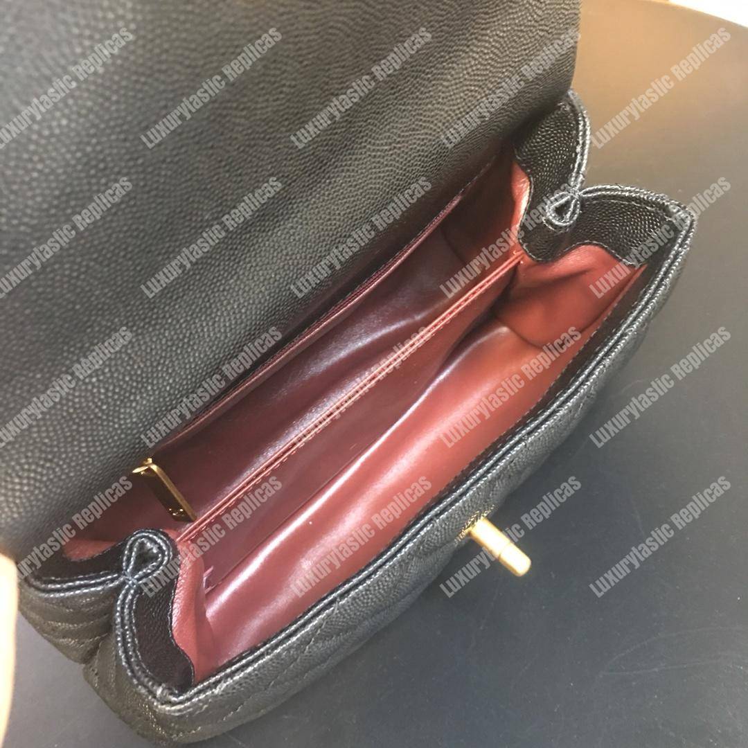 Ch*el small flap bag with top handle black