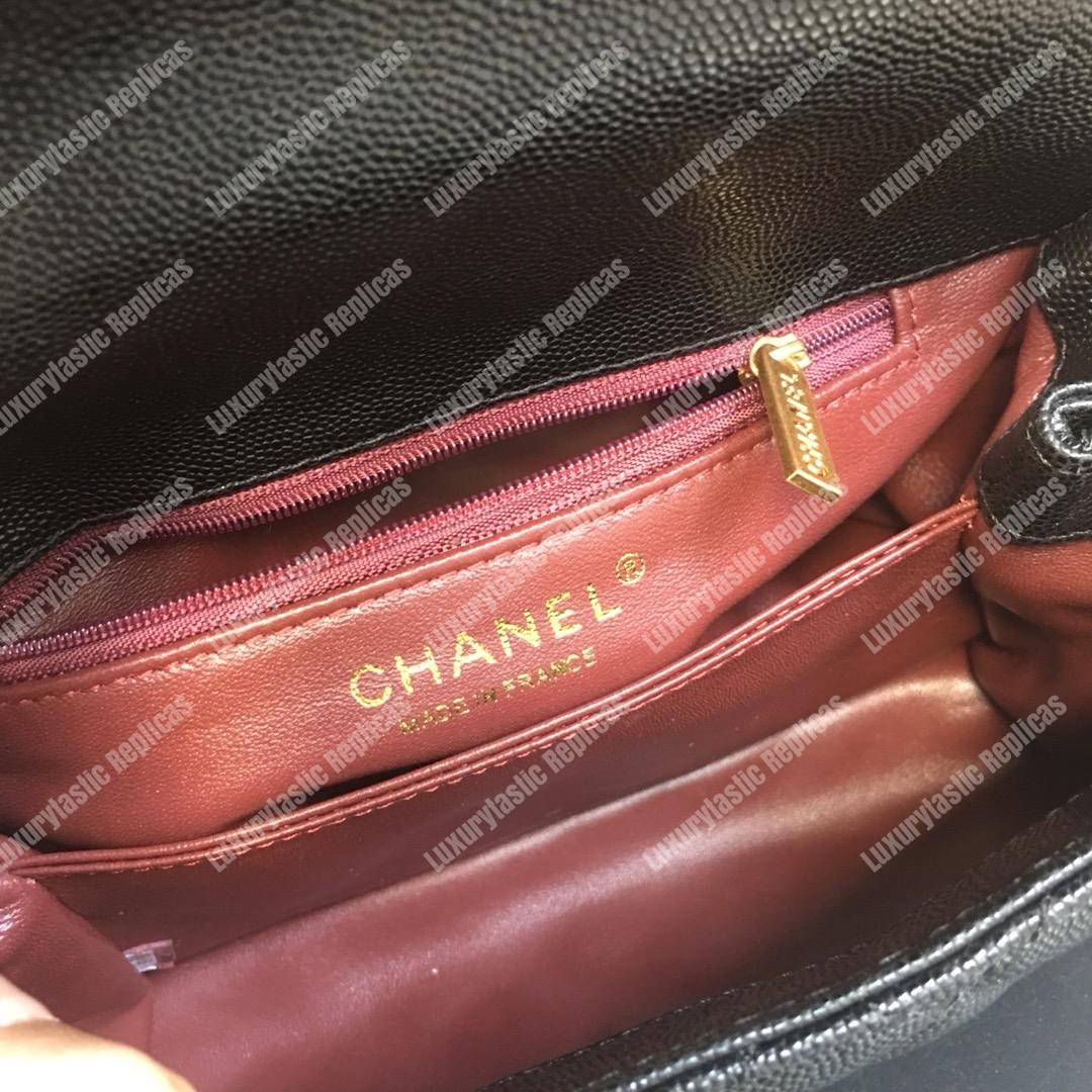 Ch*el small flap bag with top handle black