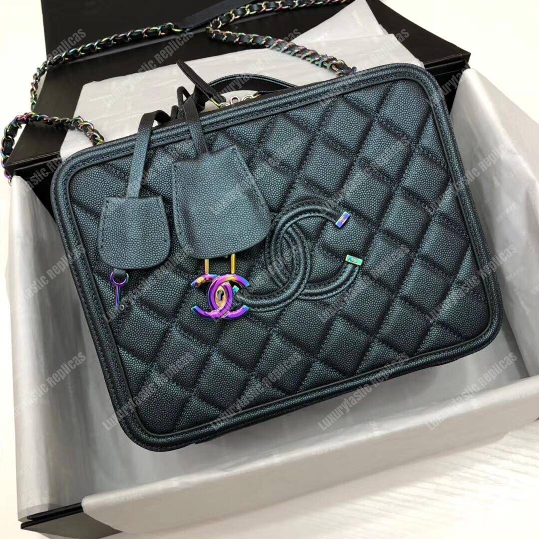 Ch*el large vanity case dark turquoise