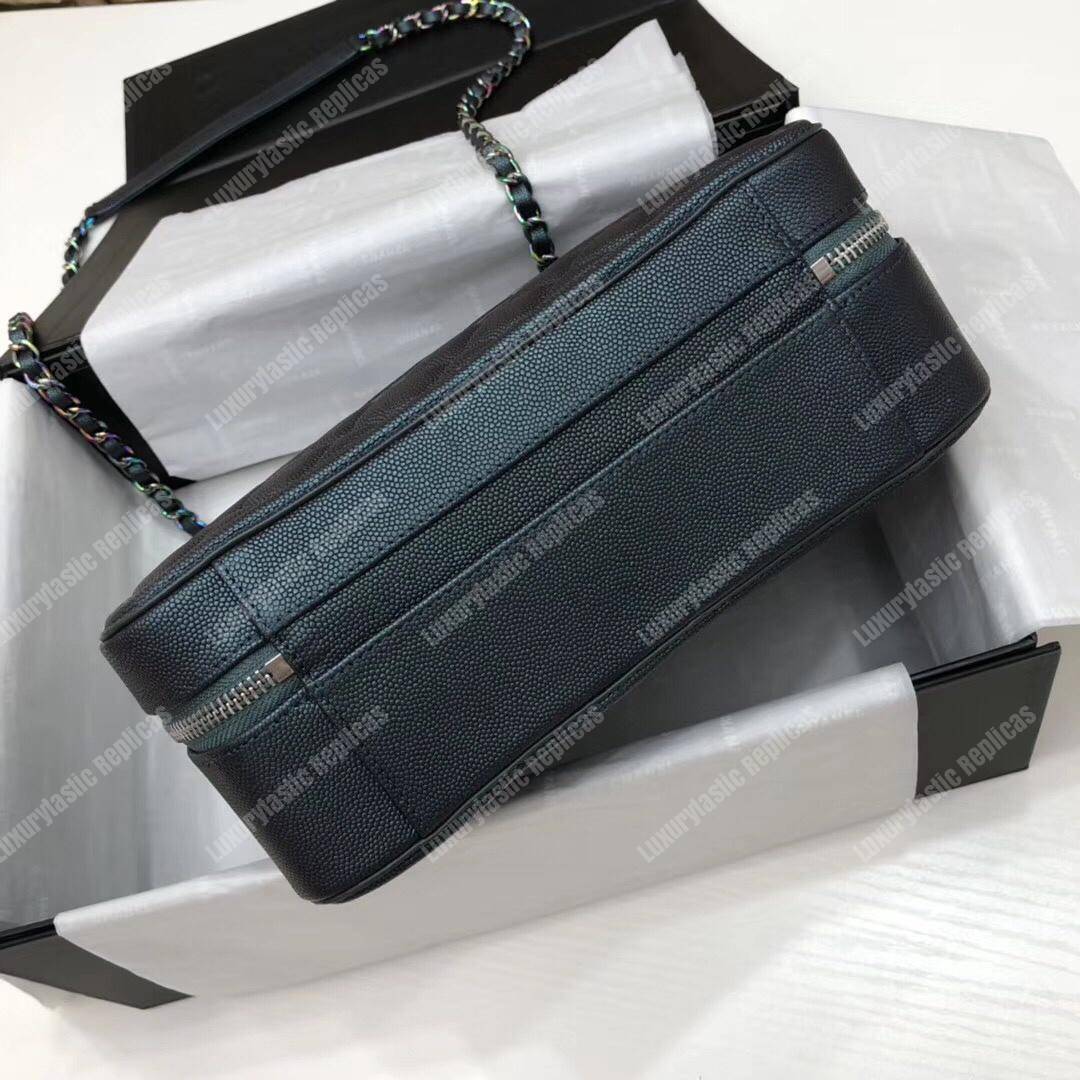 Ch*el large vanity case dark turquoise