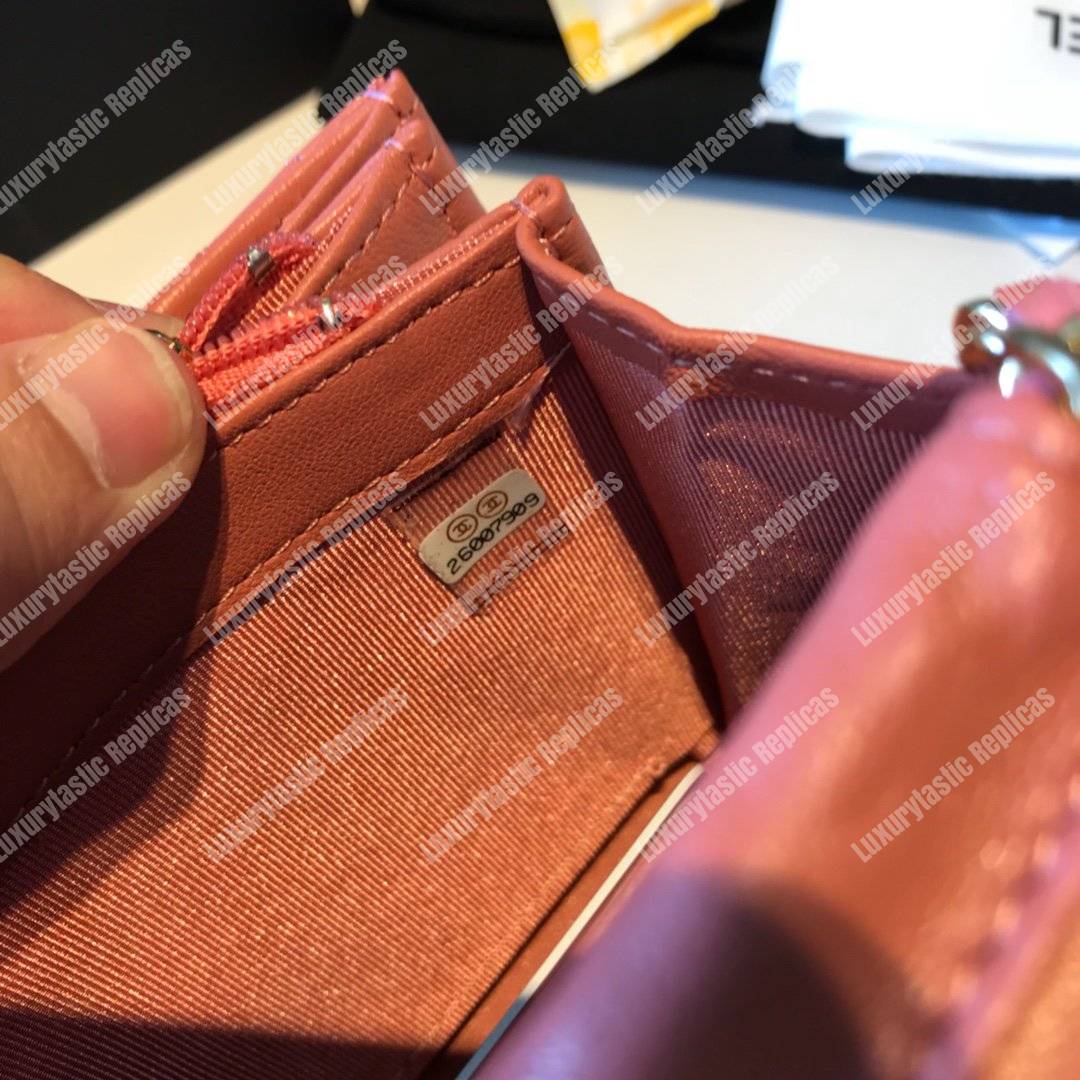 Ch*el classic clutch with chain – cwc lambskin peach silver-toned