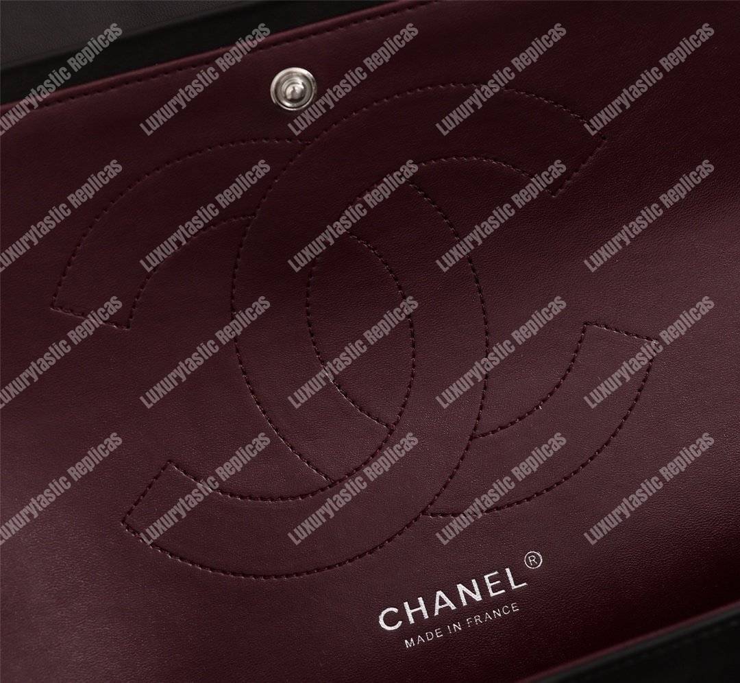 Ch*el classic flap maxi black lambskin-silver tone metal