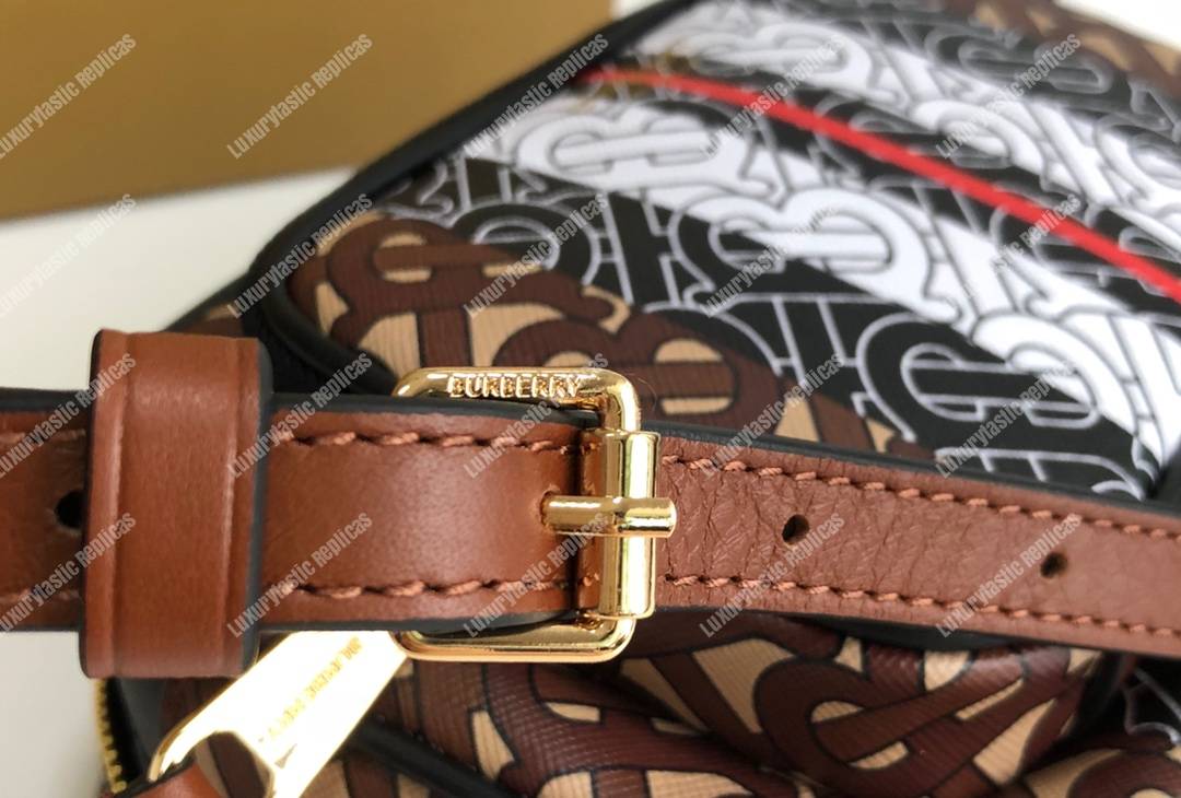 B**rry monogram stripe e-canvas camera bag bridle brown