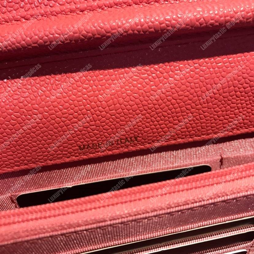 Ch*el boy square clutch with chain – cwc grained calfskin pink