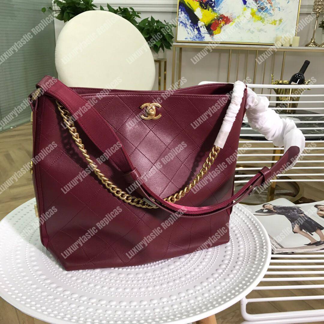 Ch*el hobo handbag burgundy