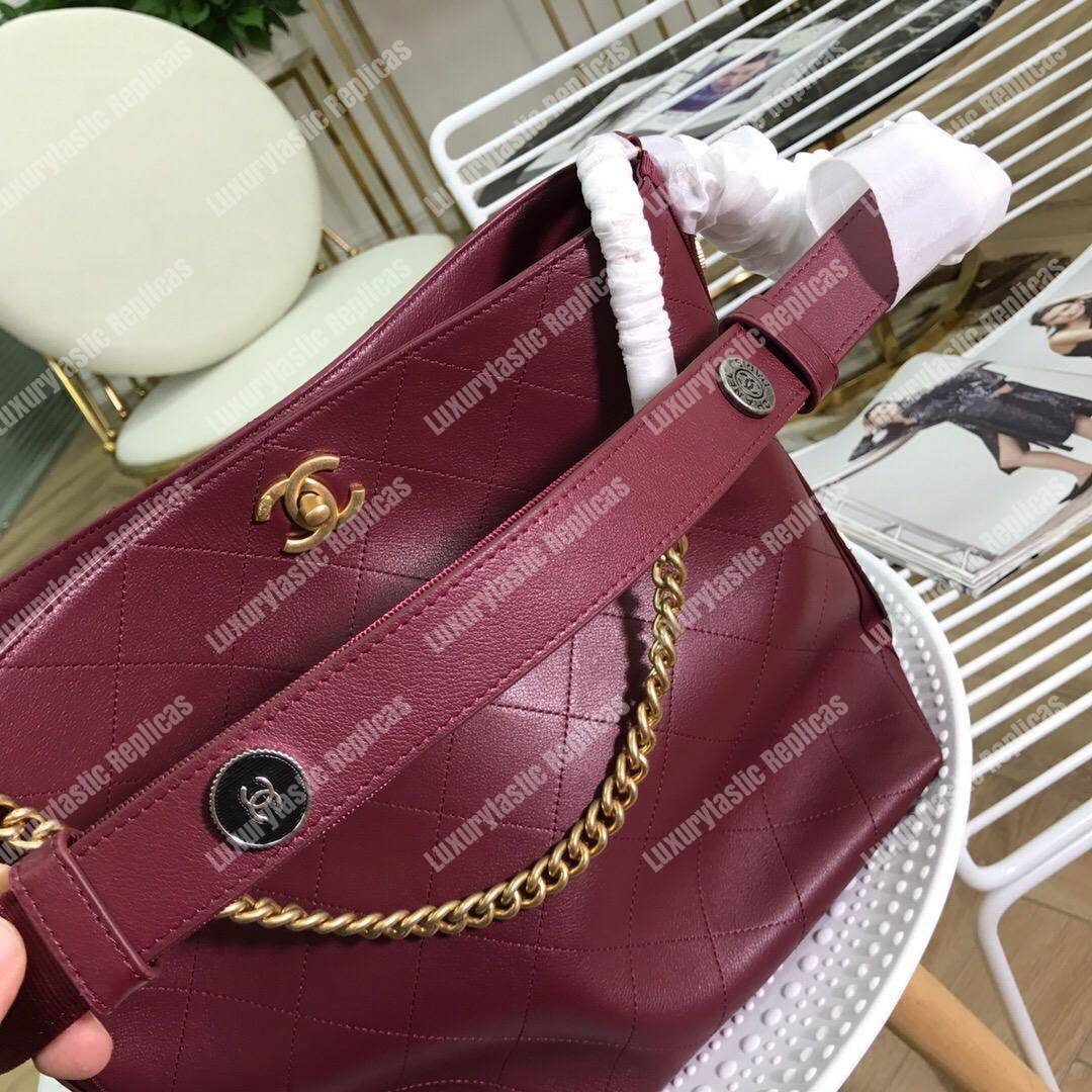 Ch*el hobo handbag burgundy