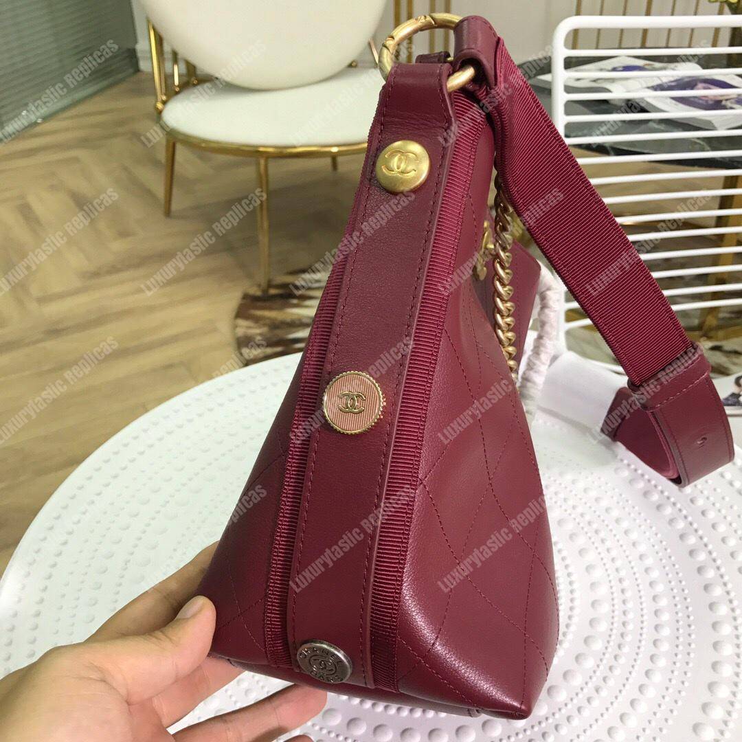 Ch*el hobo handbag burgundy