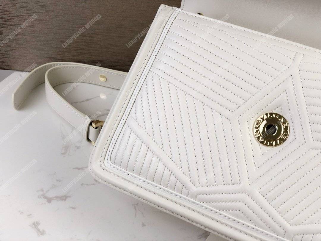 BVL Serpenti Diamond Blast Shoulder Bag White With Gold Hardware