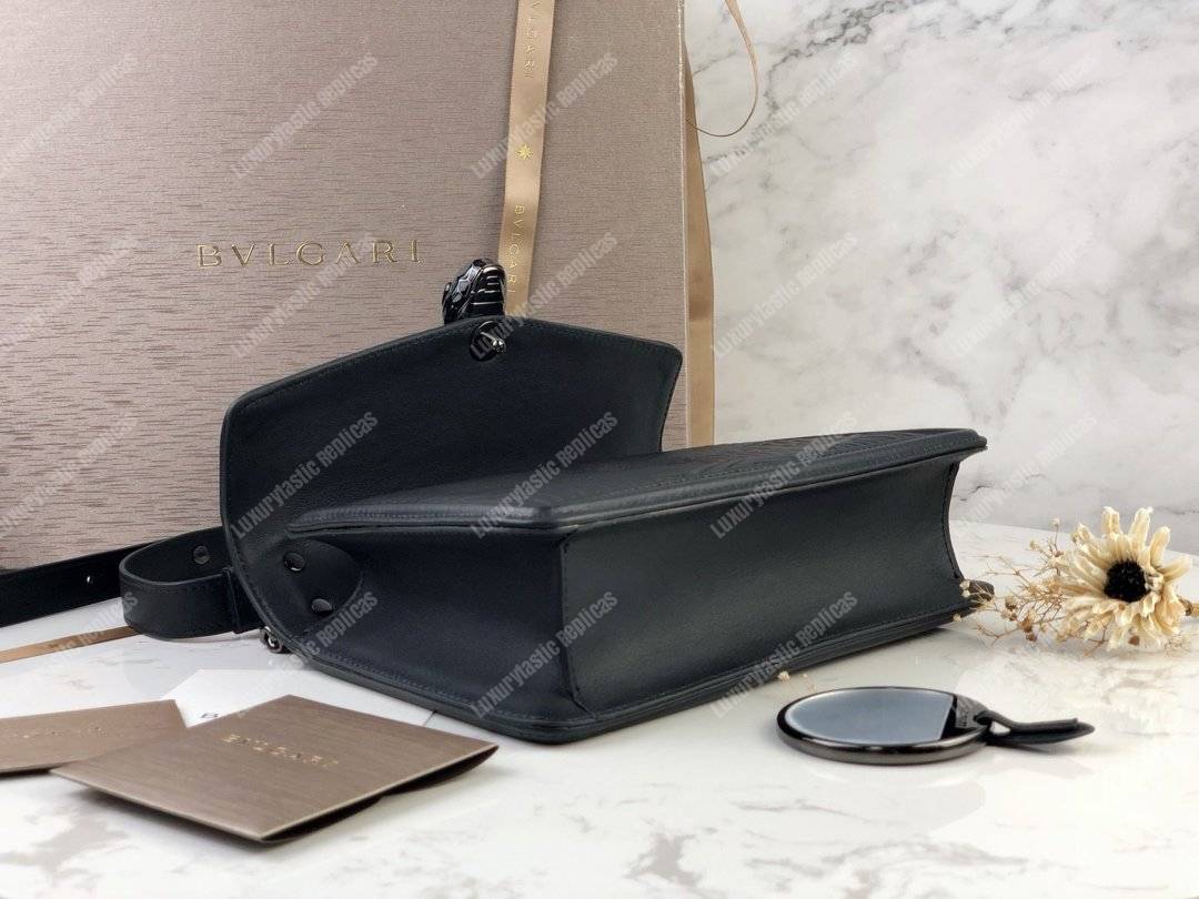 BVL Serpenti Diamond Blast Shoulder Quilted Nappa Bag Black