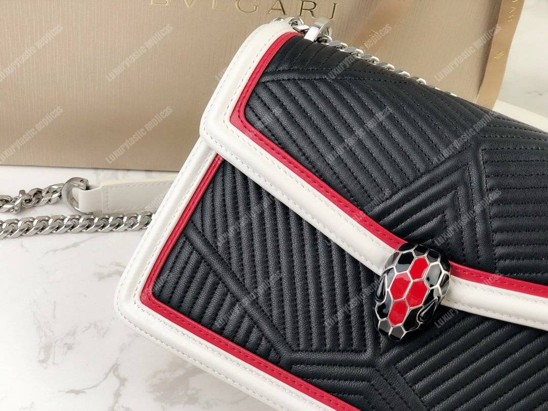 BVL Serpenti Forever Shoulder Bag Black/White/Pink