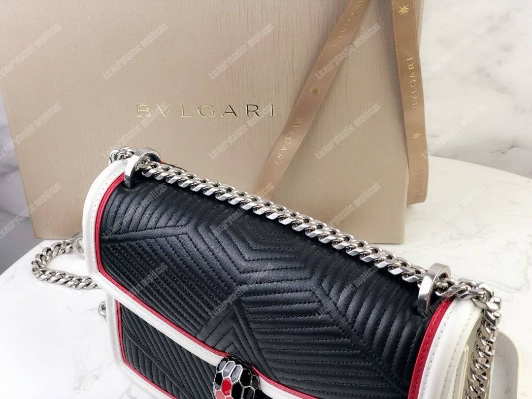 BVL Serpenti Forever Shoulder Bag Black/White/Pink