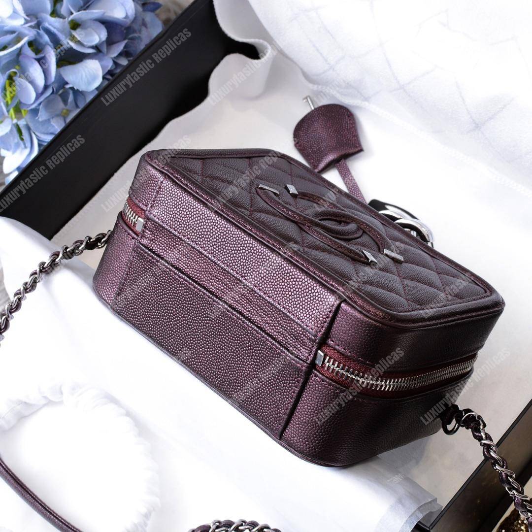 Ch*el small vanity case burgundy