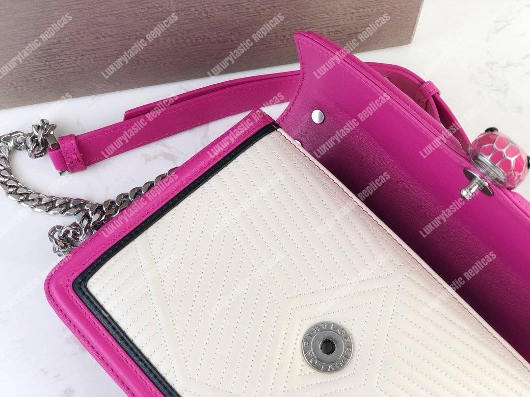 BVL Serpenti Forever Shoulder Bag White/Black/Pink