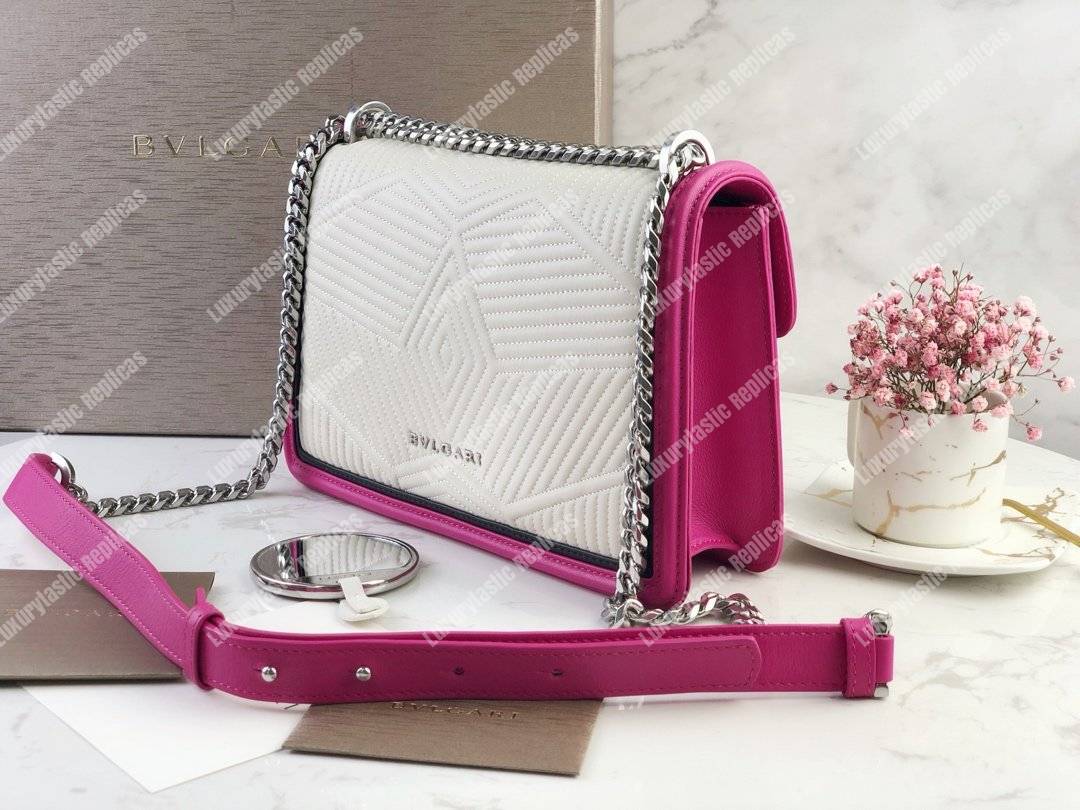 BVL Serpenti Forever Shoulder Bag White/Black/Pink