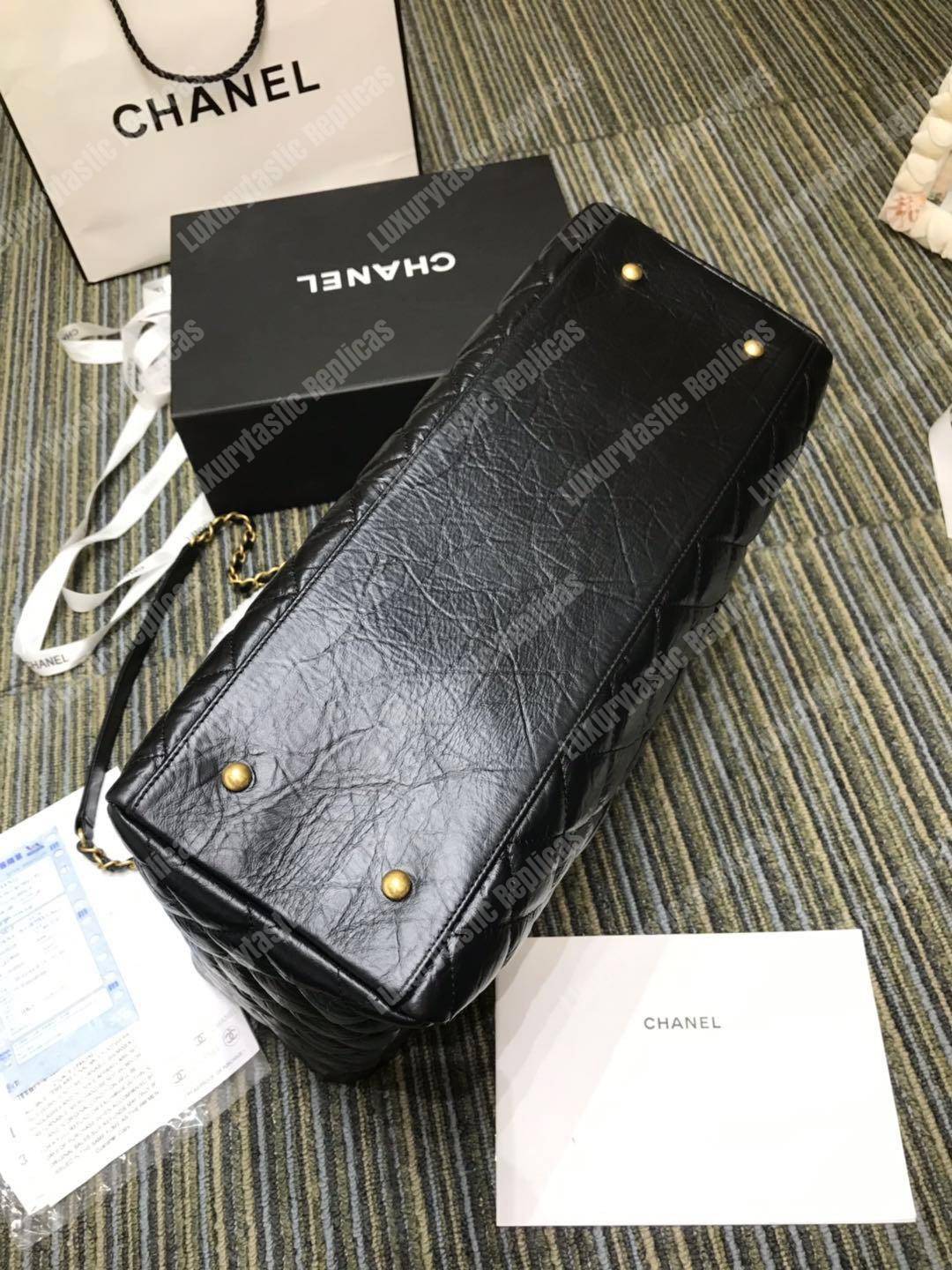 Ch*el large shopping bag black (38cm)