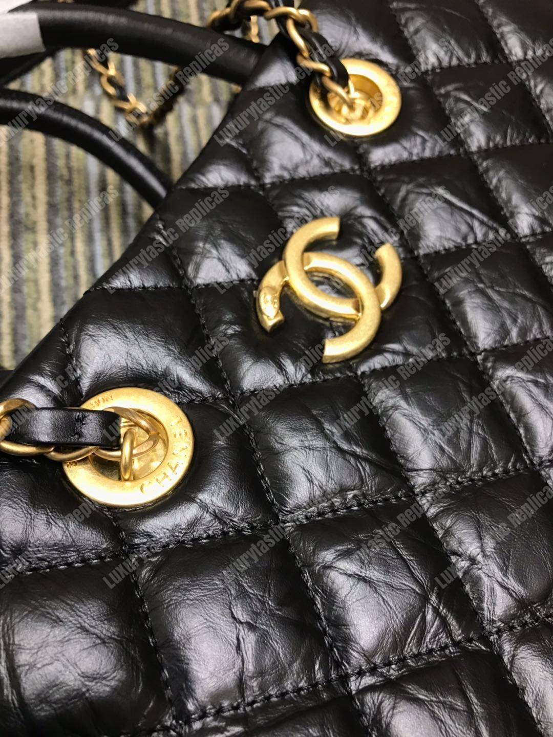 Ch*el large shopping bag black (38cm)