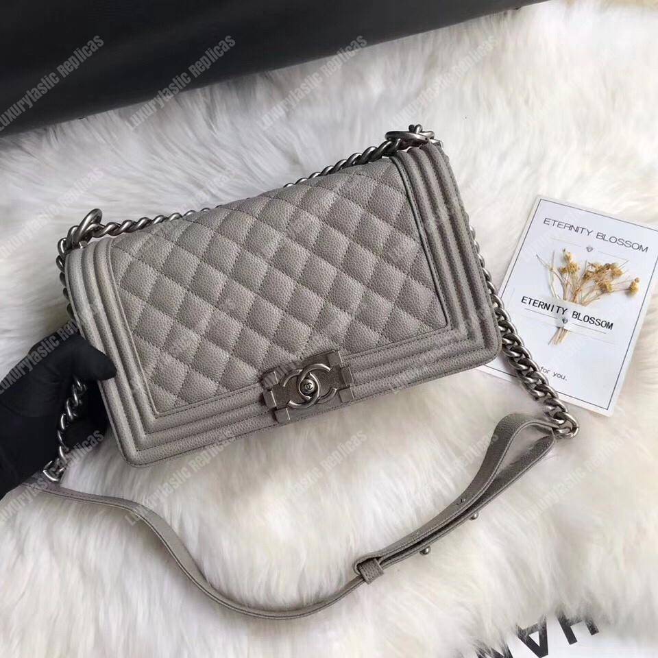 Ch*el boy medium handbag grey