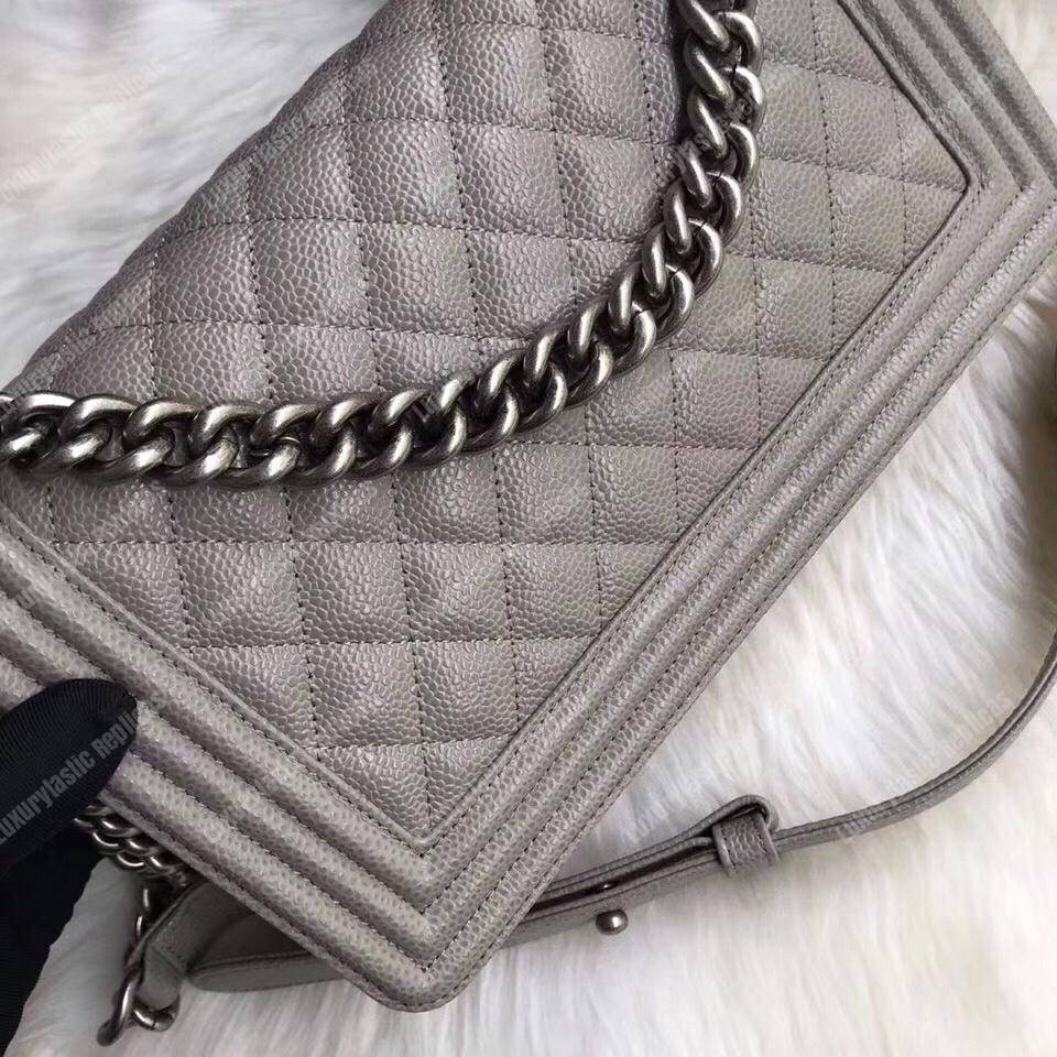 Ch*el boy medium handbag grey