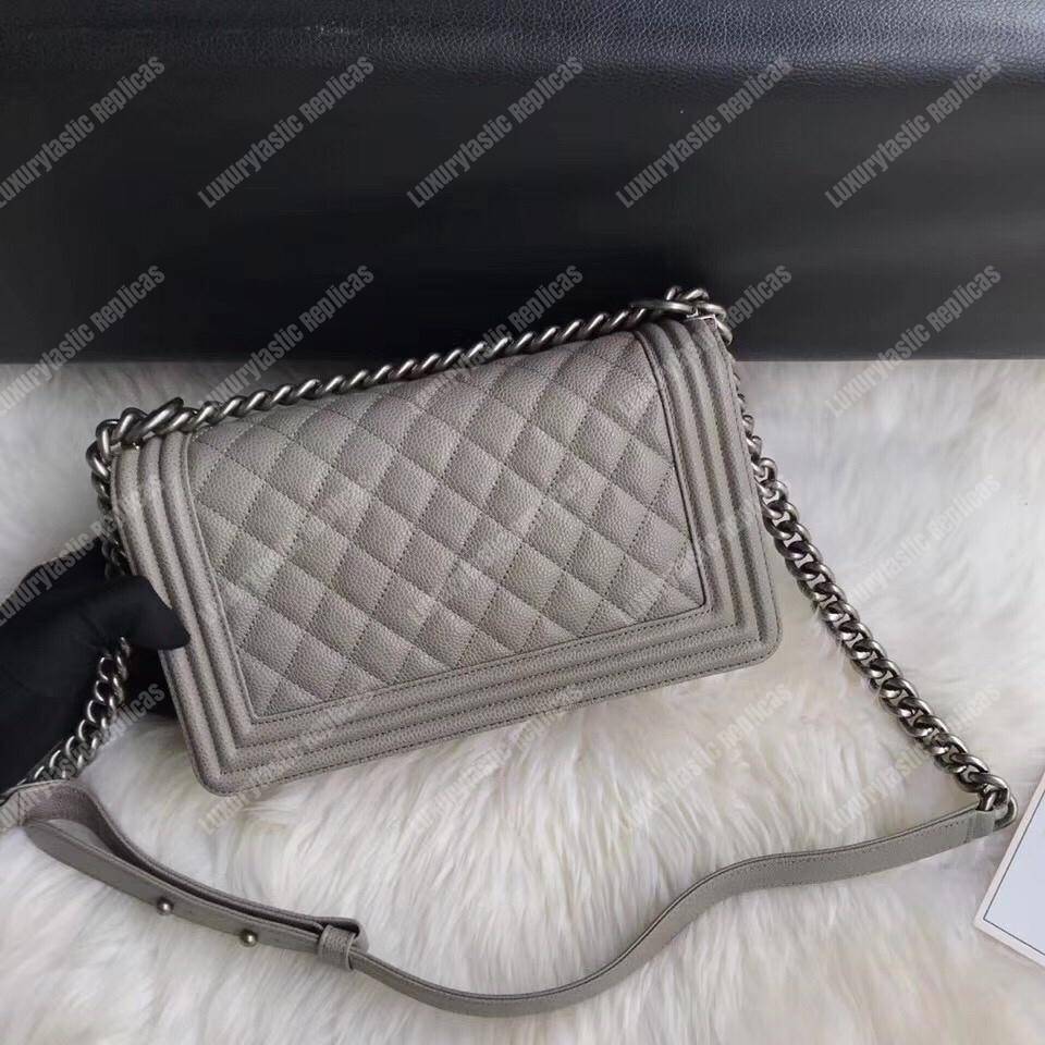 Ch*el boy medium handbag grey