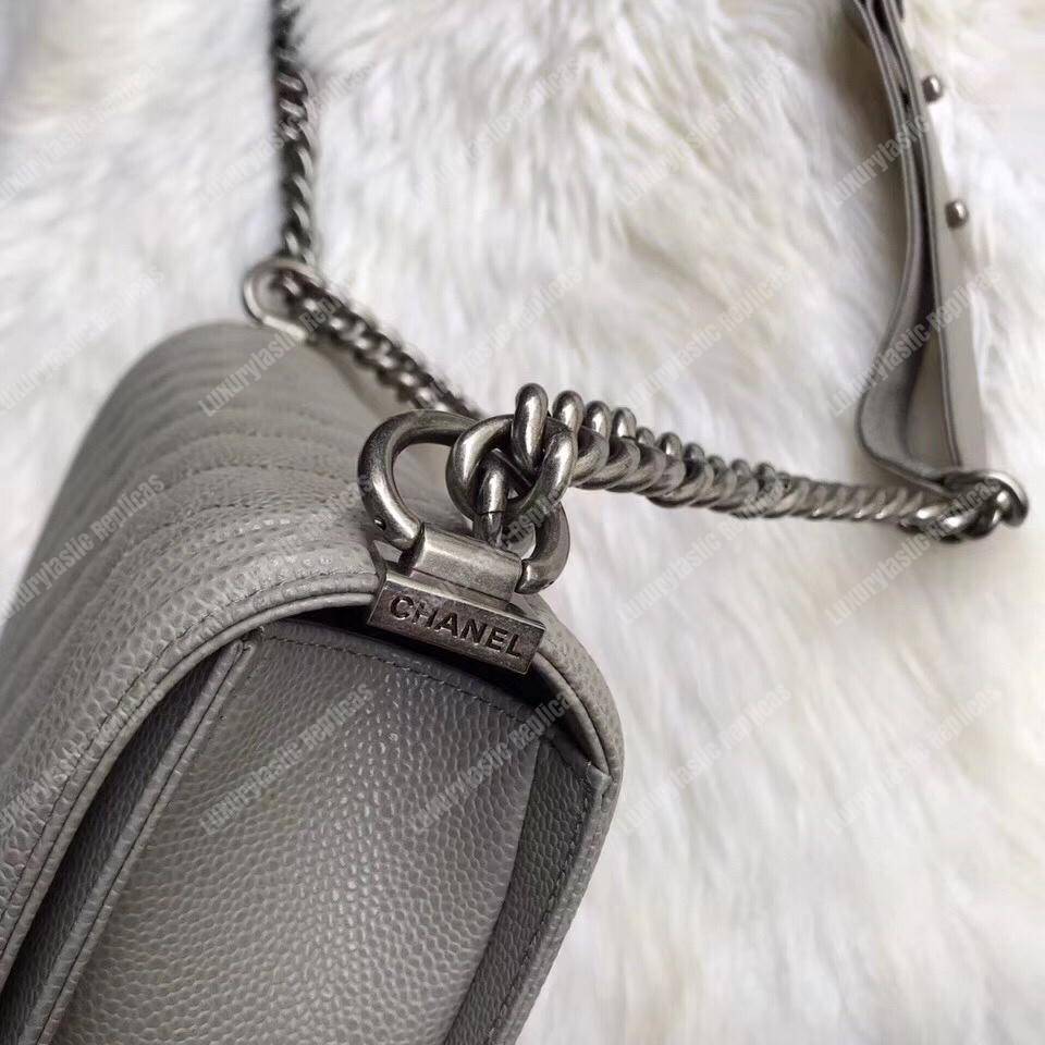 Ch*el boy medium handbag grey